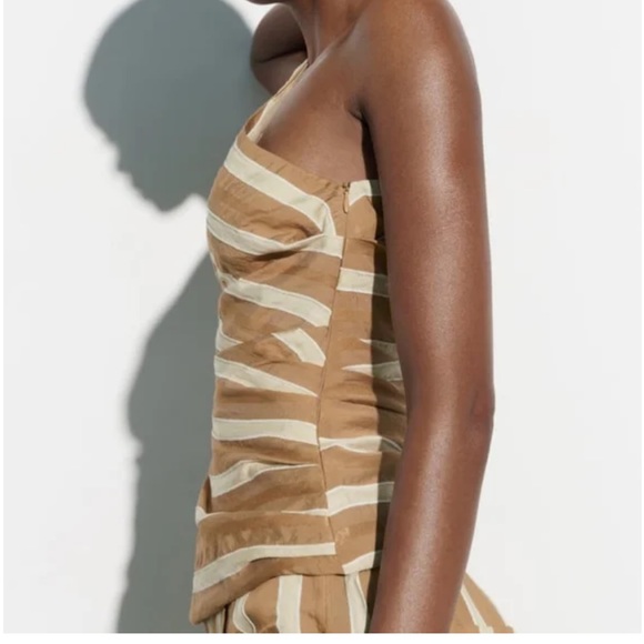 Zara ASYMMETRIC JACQUARD TOP. Toffee. Size M. - Picture 7 of 7